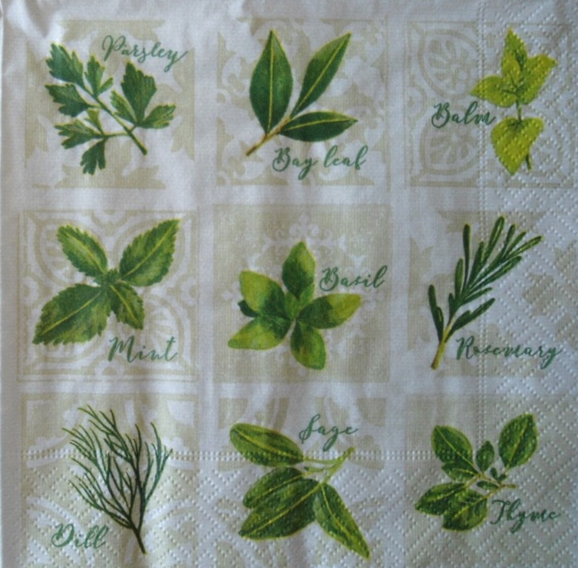 2 Decoupage Luncheon Napkins Herb Garden Paper Napkins Etsy