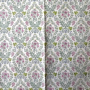 4 Decoupage Dinner Napkins Ogee Pattern Green Leaves and Pink Flowers Geometric Small Blue Floral Vines Fern Guest Towel Paper Napkins