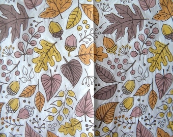 4 Decoupage Dinner Napkins Fall Leaves Acorns Berries Variety Brown Orange Yellow Guest Towel Paper Napkins
