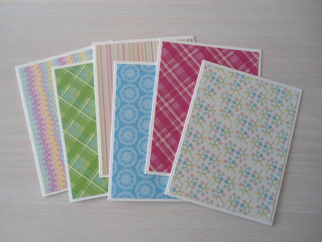 6 Blank Notecards With Envelopes Assorted Pastel Floral Plaid Lines ...