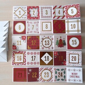 25 Days of Christmas Mini Square Notecards and Envelopes Advent Calendar Blank Handmade Lunch Box Notes Boxed Gift Cards 2.5" x 2.5"