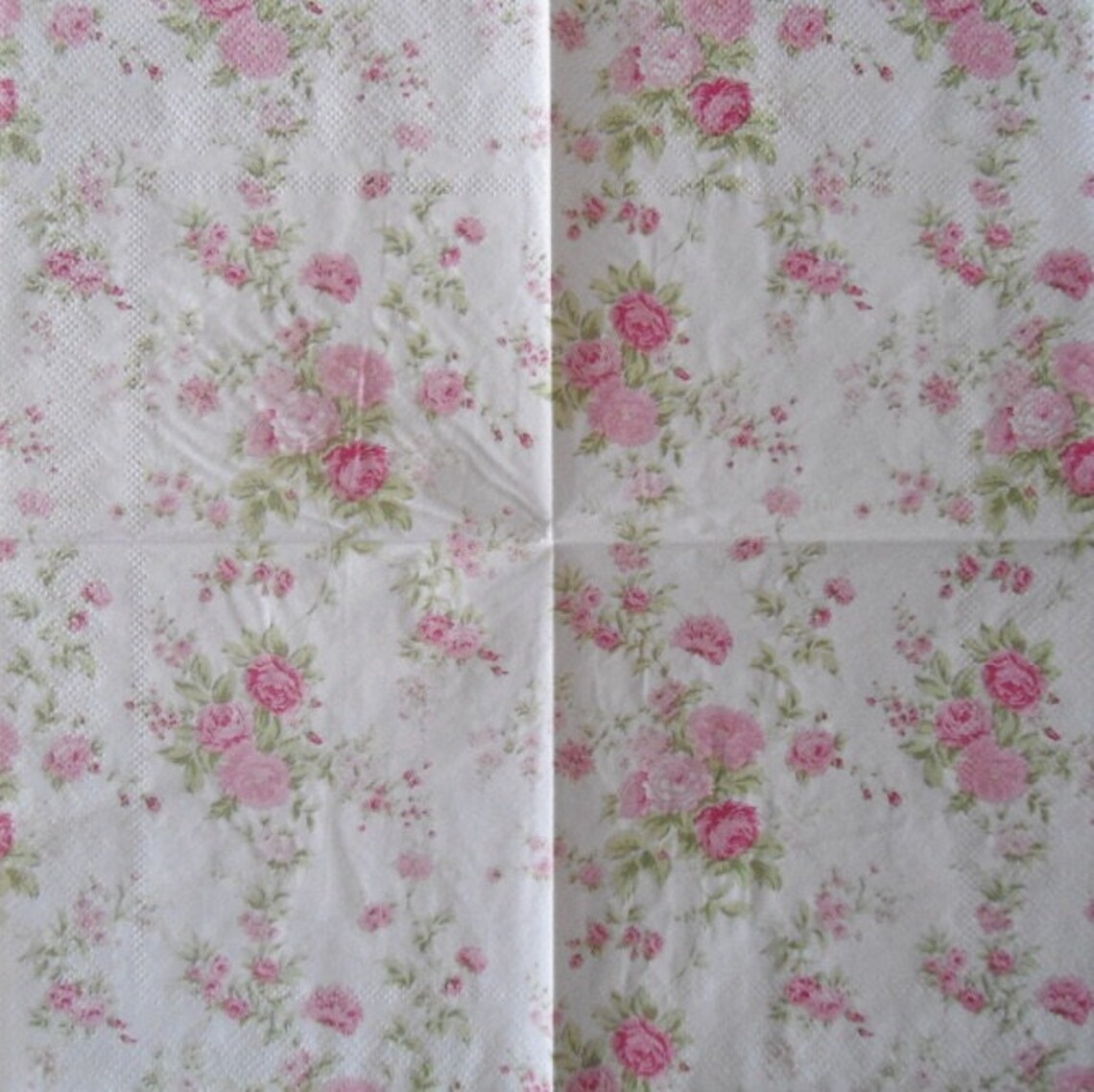 2 Decoupage Cocktail Napkins Shabby Chic Roses Dainty Floral Etsy