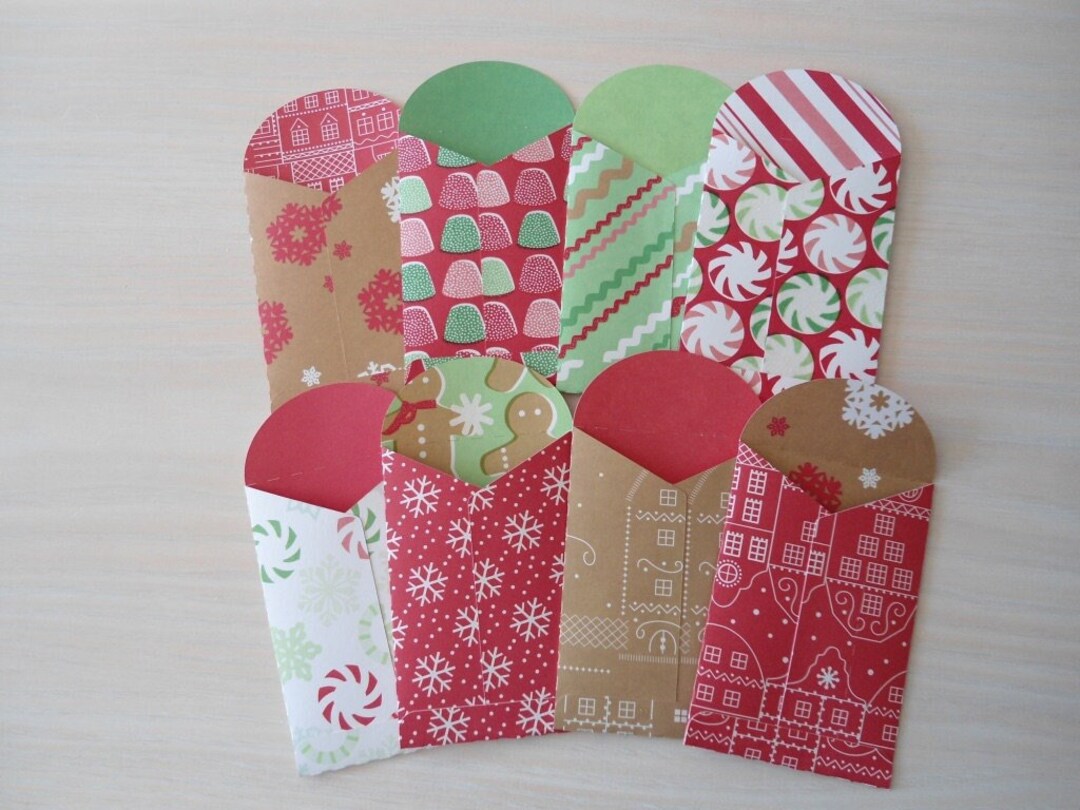 8 Christmas Gift Card Holder Envelopes Assorted Holiday Etsy
