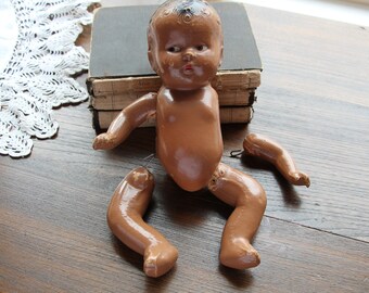 Black Composition Doll, Black Americana Doll, African American Doll, Vintage Black Doll