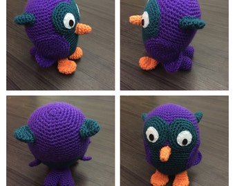 Crochet owl stuffed animal amigurumi, owl stuffie, owl friend, knit owl, bird stuffed animal, bird amigurumi, owl amigurumi, purple owl