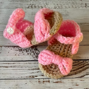 Crochet baby sandals bow, baby flip flops, baby sandals with bow, kids sandals image 7