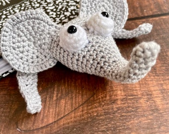 Elephant bookmark. Crochet elephant bookmark. Page saver. Animal lover