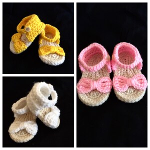 Crochet baby sandals bow, baby flip flops, baby sandals with bow, kids sandals image 3