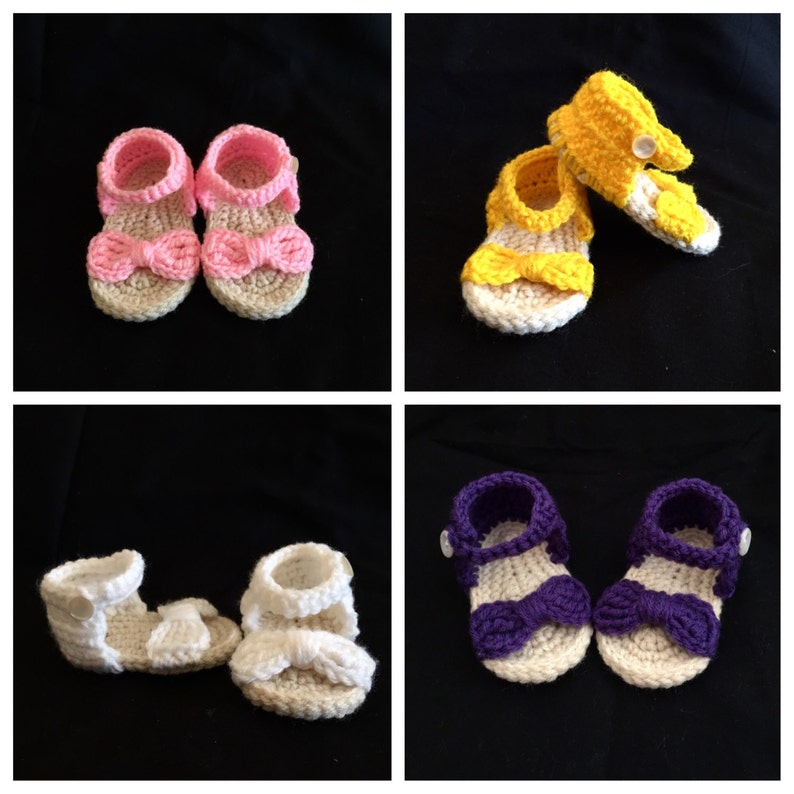 Crochet baby sandals bow, baby flip flops, baby sandals with bow, kids sandals image 2