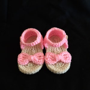 Crochet baby sandals bow, baby flip flops, baby sandals with bow, kids sandals image 4