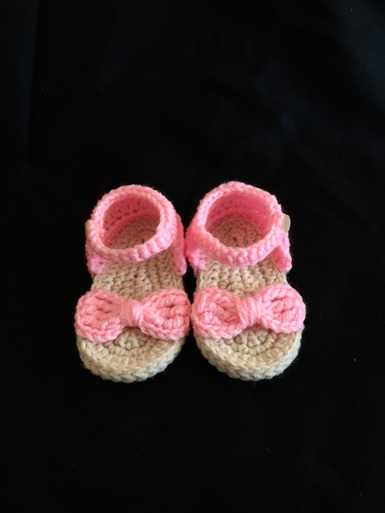 Crochet baby sandals bow, baby flip flops, baby sandals with bow, kids sandals image 4