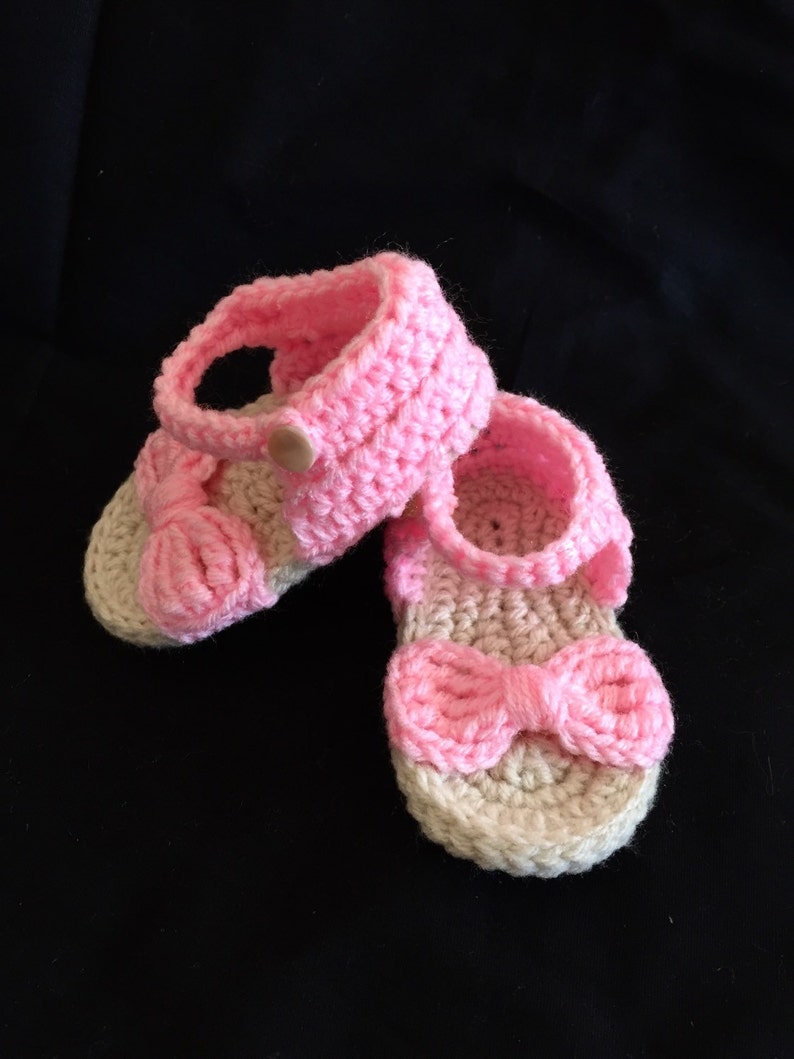 Crochet baby sandals bow, baby flip flops, baby sandals with bow, kids sandals image 6