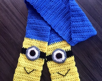 Minion inspired scarf, despicable me inspired, crocheted