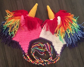 Crochet Rainbow unicorn hat, rainbow hat, magic unicorn hat, crochet unicorn