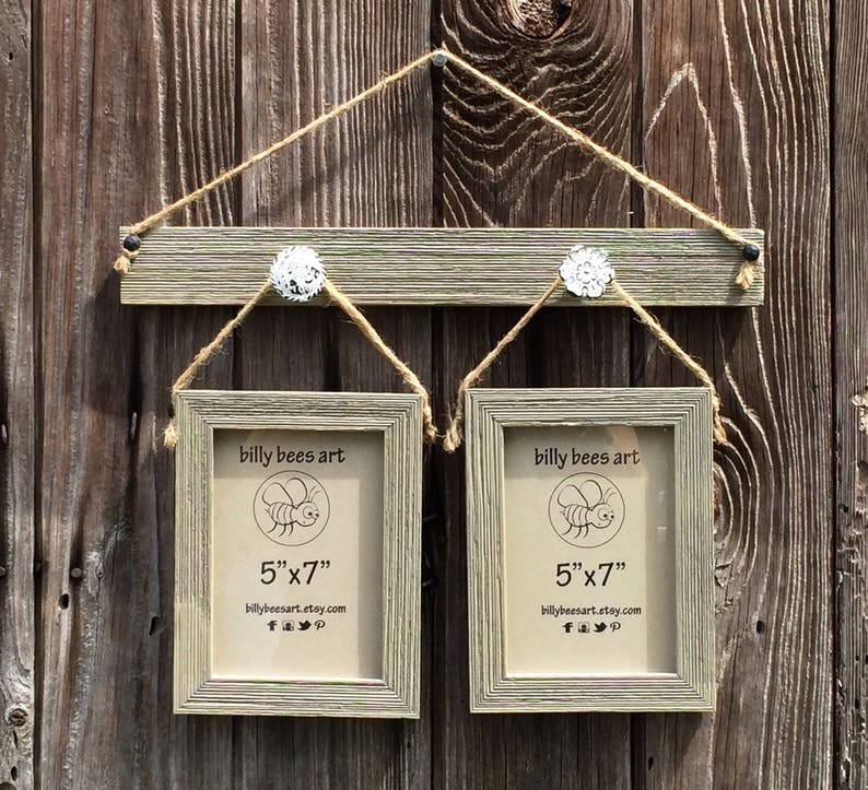 Barnwood Picture Frame Holder Multi Pane 2 5x7 Photo Etsy
