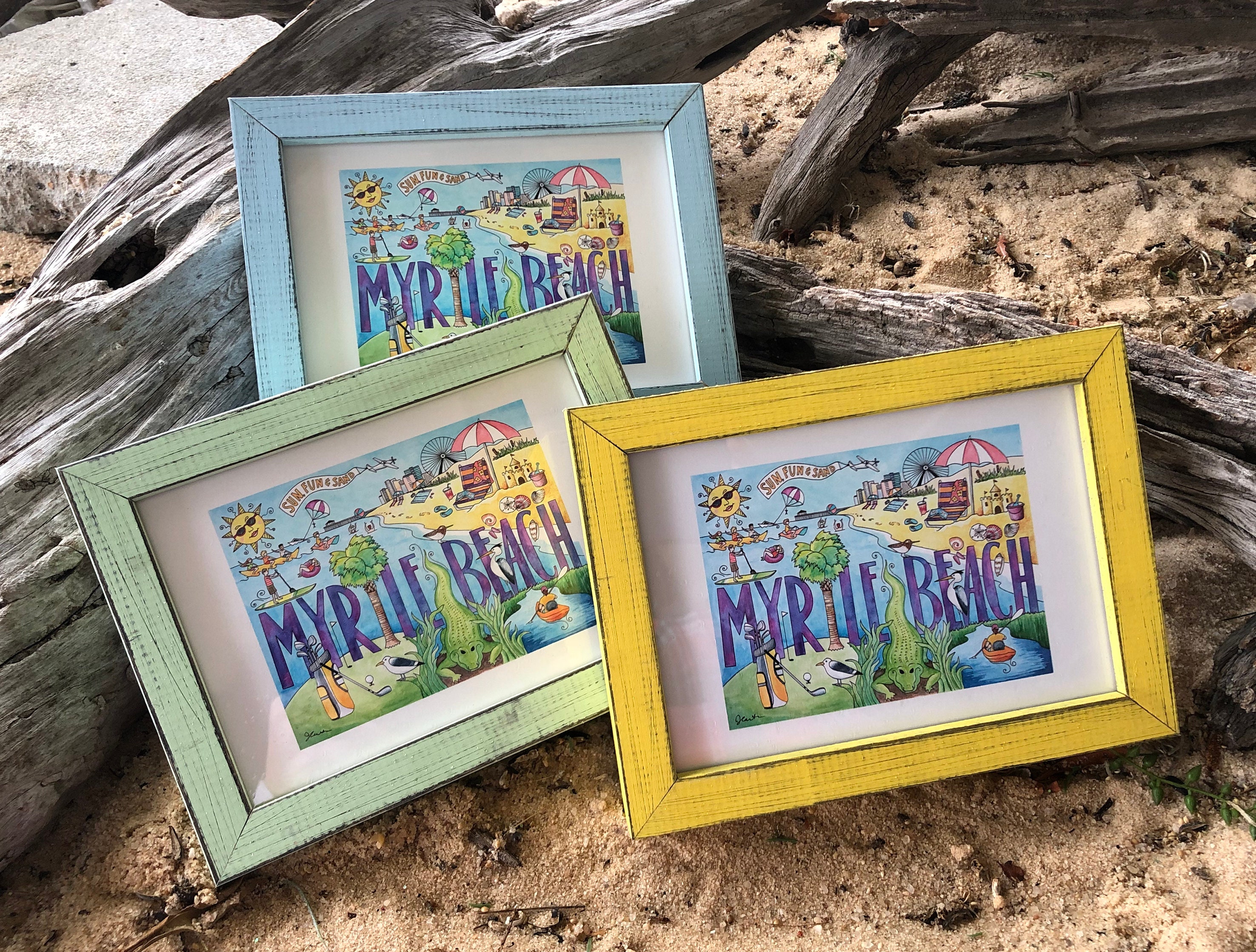 Framed Myrtle Beach Print South Carolina Beach Art Prints Etsy