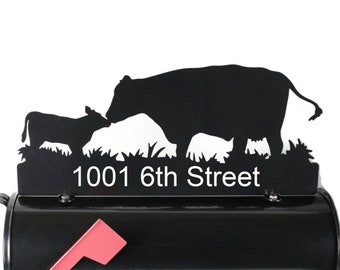 Cow and Calf Pair 1 Custom Metal Mailbox Topper 18 Inches Wide - Does Not Include a Mailbox