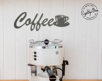 Coffee Cup Metal Wall Art Sign 20 Inches Wide