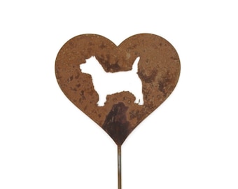 Cairn Terrier Toto Dog Metal Heart Pet Memorial Stake 20 to 28 Inches Tall