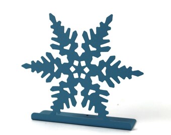 Metal Powder Coated Snowflake Standing Magnet Sign Board Photo Holder 6.5 Inches Tall