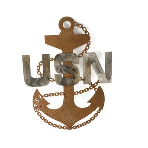 US NAVY Chief Petty Officer Fouled Anchor Rustic Metal Wall or Yard Sign 19 Inches Tall - Officially Licensed Seller