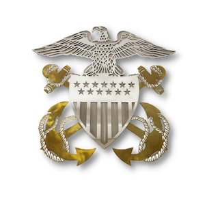 US NAVY Officer's Crest Stainless Steel Wall Art 19 to 30 Inches Tall ...