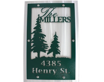 Cabin Name and Address Metal Tree Sign 15x24" Tall