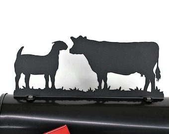 Cow and Goat Metal Mailbox Topper 6.5 Inches Tall - Does Not Include a Mailbox