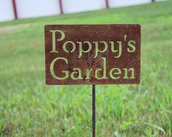 Poppy's Garden Metal Yard Stake 21 to 33 Inches Tall