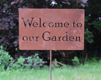 Welcome to our Garden Metal Garden Stake Sign 23 to 33 Inches Tall