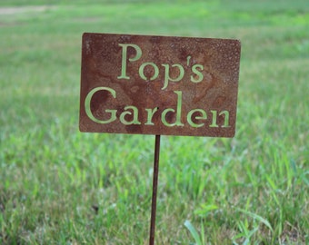 Pop's Garden Metal Yard Stake 21 to 33 Inches Tall