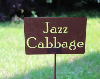 Jazz Cabbage Metal Garden Stake Sign 21 to 33 Inches Tall