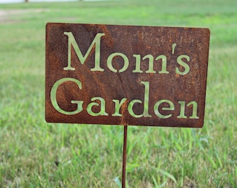 Mom's Garden Metal Yard Stake Marker 21 to 33 Inches Tall