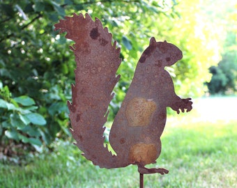 Squirrel Metal Garden Stake 23 to 33 Inches Tall