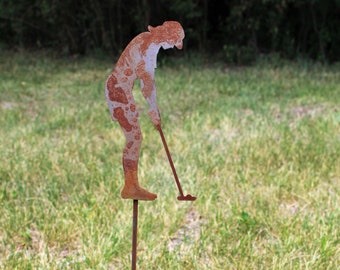 Metal Lady Golfer Yard Stake or Stand 9.5 to 35 Inches Tall