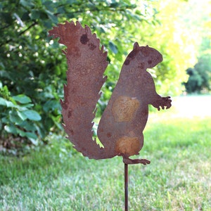 Squirrel Metal Garden Stake 23 to 33 Inches Tall image 1