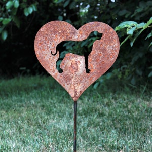 Great Dane Dog Metal Heart Pet Memorial Stake 20 to 28 Inches Tall