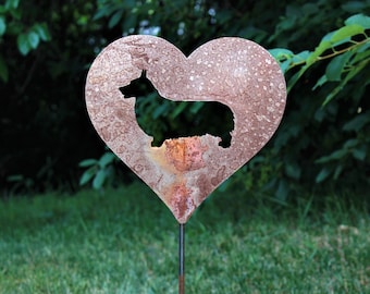 Corgi Dog Metal Heart Pet Memorial Stake 20 to 28 Inches Tall