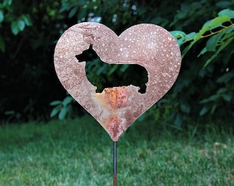 Corgi Dog Metal Heart Pet Memorial Stake 21 to 28 Inches Tall