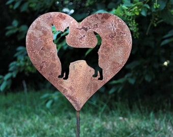 Chihuahua Dog Metal Heart Pet Memorial Stake 20 to 28 Inches Tall