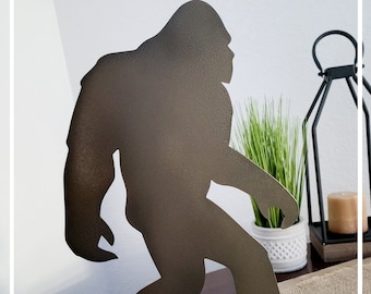 Sasquatch Bigfoot Standing Metal Sign 15 Inches Tall