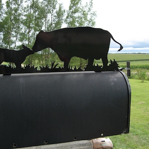 Cow and Calf Pair 1 Metal Mailbox Topper 6.5 Inches Tall- Does Not Include a Mailbox