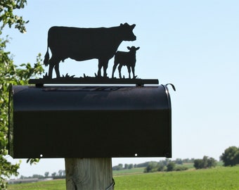 Cow and Calf Pair 2 Metal Mailbox Topper 7.5 Inches Tall - Does Not Include a Mailbox