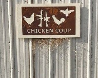 Metal Chicken Coup Sign 20 Inches Wide