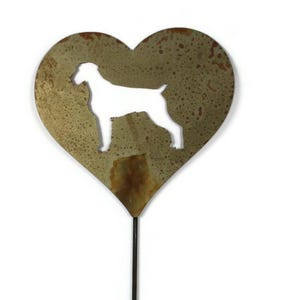 German Wirehair Pointer Dog Metal Heart Pet Memorial Stake 20 to 28 Inches Tall