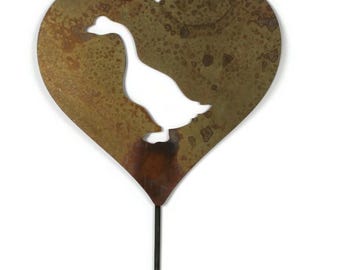 Goose Metal Heart Pet Memorial Stake 20 to 28 Inches Tall
