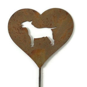 Estaca conmemorativa de metal con forma de corazón para perro Bull Terrier inglés, de 20 a 28 pulgadas de alto