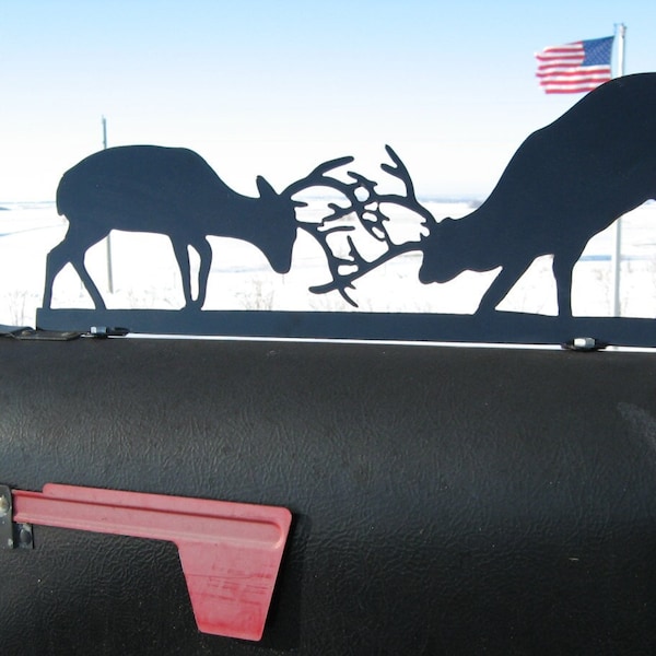 Fighting Deer Metal Mailbox Topper 6 Inches Tall - Does Not Include a Mailbox