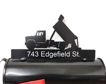 Personalized Custom Dump Truck Metal Powder Coated Mailbox Topper 17 Inches Wide
