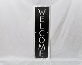 Vertical Metal Name or Address Custom Outdoor Sign 10x25" up to 15x24" Futura